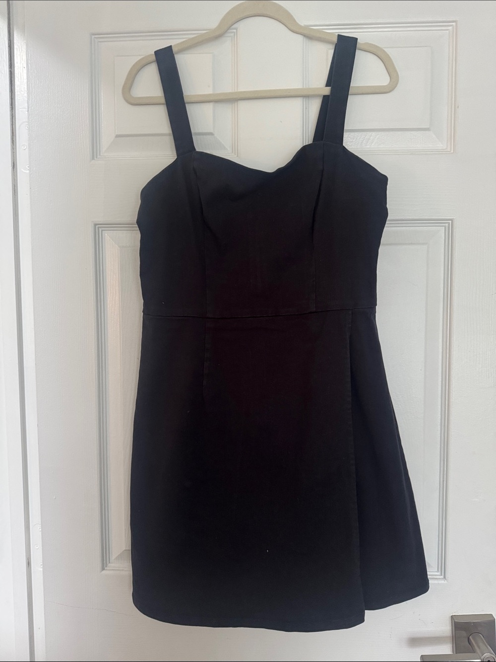 Copper Key Black Square-Neck Mini Dress with Wide Straps